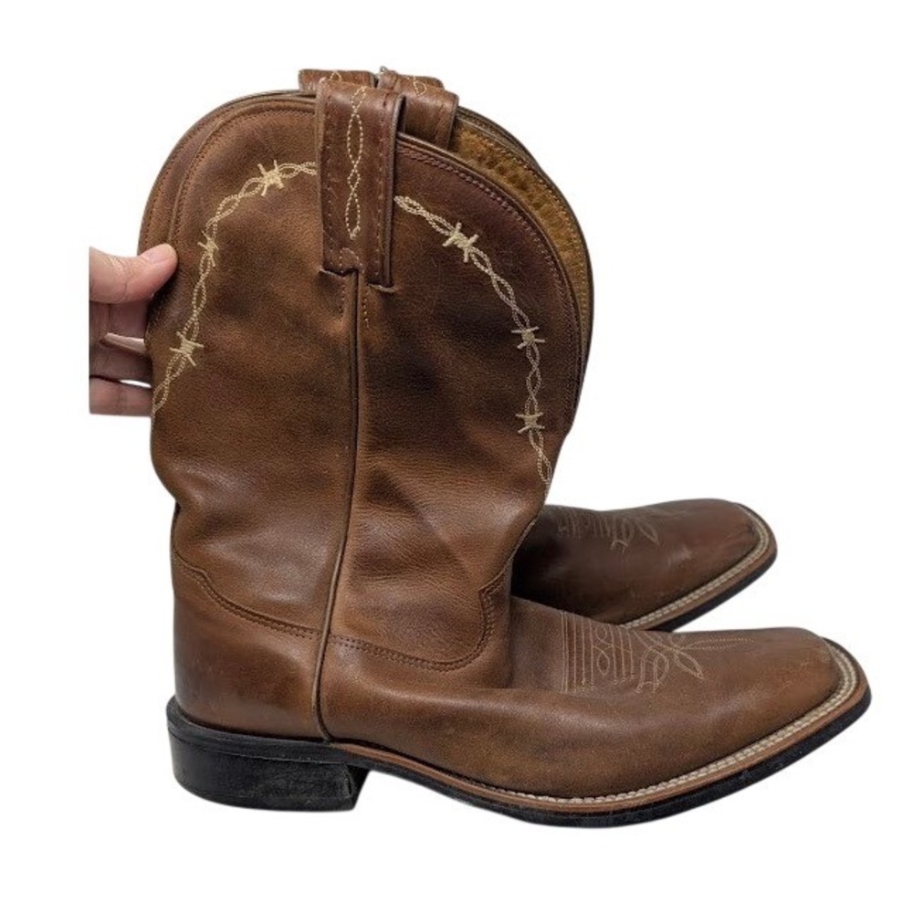 Tony Lama Brown western cowboy boots square toe model 7916‎ sz 10 EE